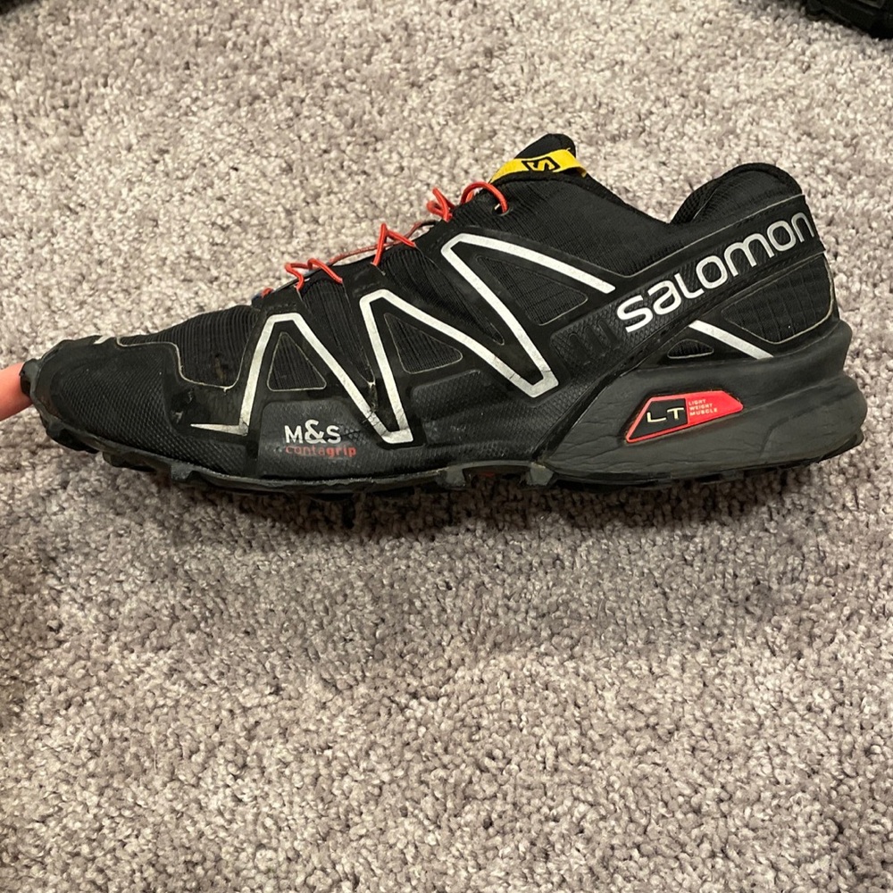 Salomon Black and Red Athletic Shoes